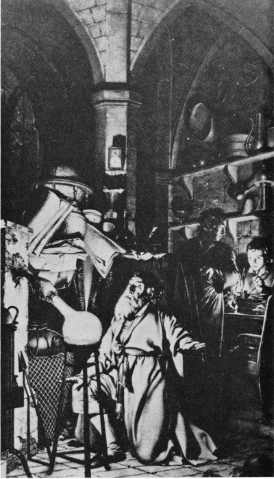 Figure 1. Figure 1.—The alchemist discovers phosphorus. A painting by Joseph Wright (1734-1779) of Derby, England.