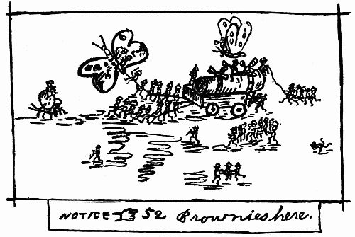 The Boy's Illustration. Fig. 9.—Brownies Bringing the Roll of Records. The Boy's Illustration. Fig. 9.—Brownies Bringing the Roll of Records.