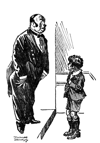 Page 62 The butler confronting William on the doorstep.