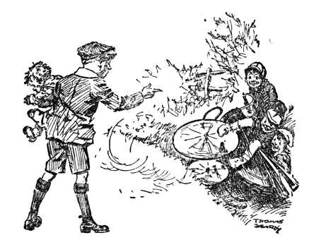 Page 165 William, holding the baby and talking to the boys in the ditch.