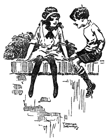 Page 175 Dorita and Williamsitting on the garden wall.