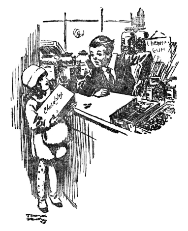 Page 199 William behind the shop counter, talking to the girl.