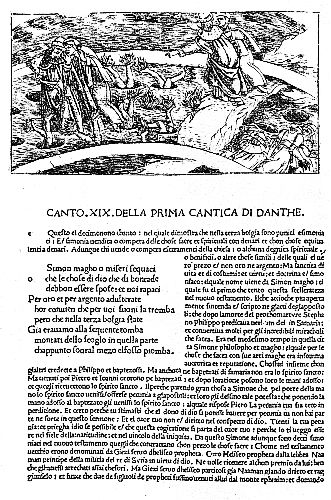Page from "Dante's Inferno" Printed by Nicolo Lorenzo near the Close of the Fifteenth Century—The Volume is Illustrated with Engravings on Copper by Baldini and Botticelli Page from "Dante's Inferno" Printed by Nicolo Lorenzo near the Close of the Fifteenth Century—The Volume is Illustrated with Engravings on Copper by Baldini and Botticelli