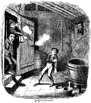 Klik voor vergroting (965×1094px, 264kb) DE KREET WERD HERHAALD.... EEN FLITS.... EEN HARD GELUID.... ROOK, EEN GEKRAAK ERGENS, WAAR WIST HIJ NIET....