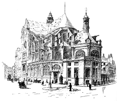 SAINT-EUSTACHE FROM THE HALLES CENTRALES. SAINT-EUSTACHE FROM THE HALLES CENTRALES.