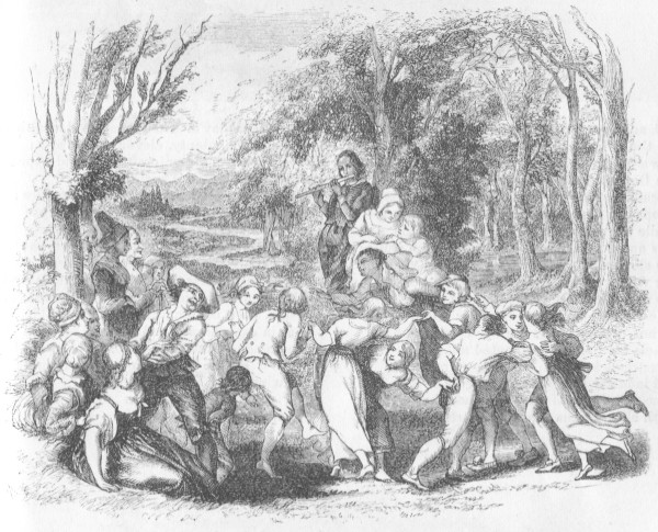 And dance, forgetful of the noontide hour