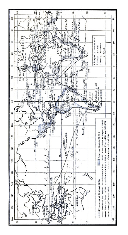 Map Of Portuguese And Spanish Discoveries.