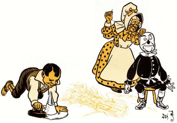 The Scarecrow being resewn The Scarecrow being resewn