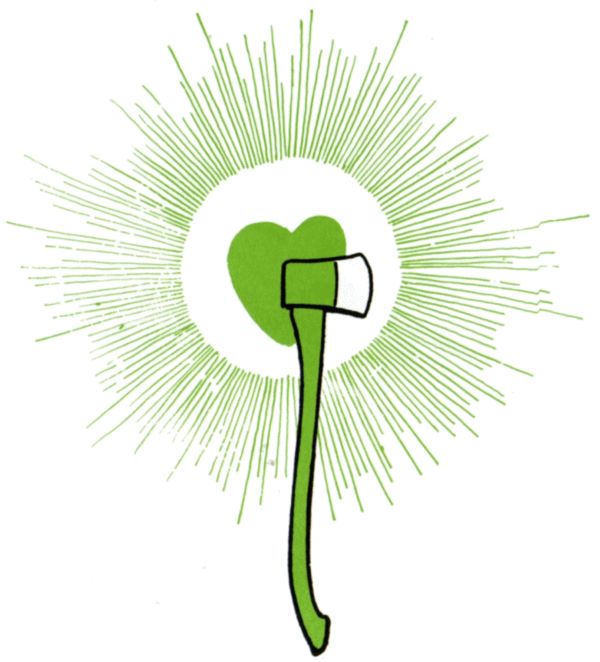 Axe with a heart. Axe with a heart.