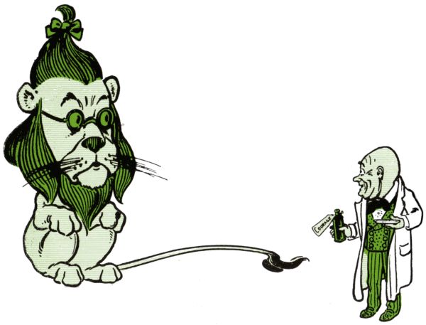 Oz giving Lion courage Oz giving Lion courage