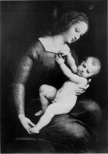 Plate XXI.  Photo Giraudon.  The Virgin of the Maison d’Orléans.  By Raphael.  Musée Condé.