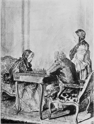 Plate XXII.  Photo. Giraudon.  A GAME OF CHESS.  Carmontelle.  Musée Condé.