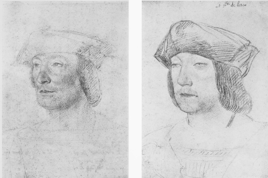 Plate LII.  Photo. Giraudon.  LOUIS XII. (ABOUT 1514).  Attributed to Jean Perréal.  Photo. Giraudon.  ODET DE FOIX.  Attributed to Jean Perréal.  Musée Condé.  To face page 2.