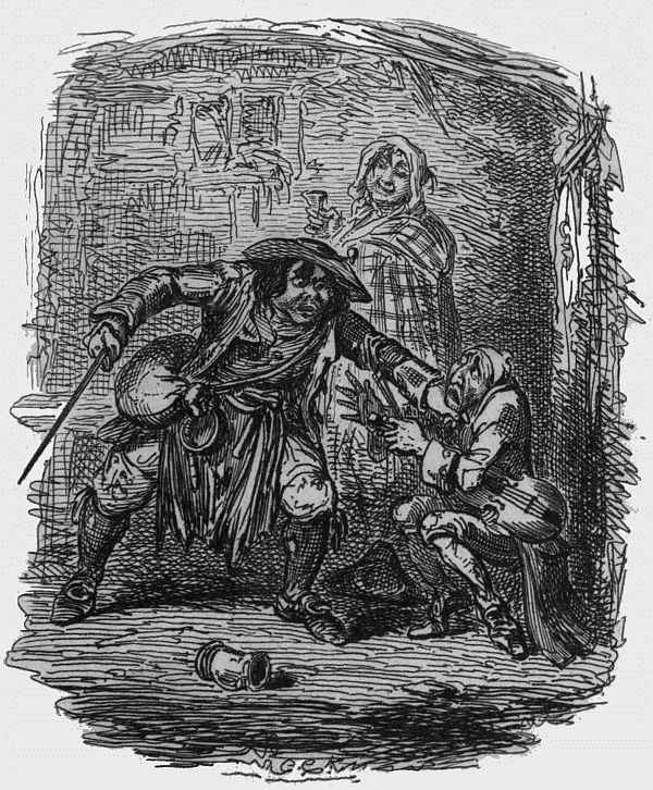 Man with rapier confronting another man