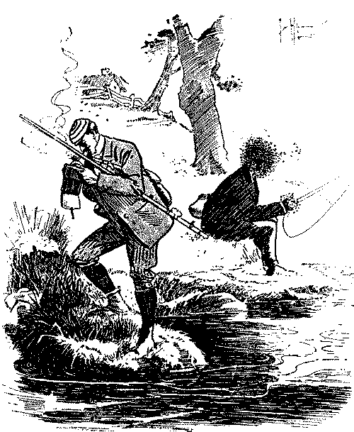 Two anglers, one surrounded by insects.