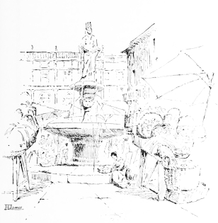 FOUNTAIN IN THE PIAZZA DELLE ERBE  (Statue said originally to be of the 3rd century)