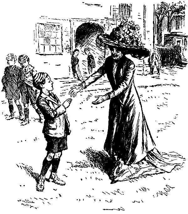 Mother greeting son.