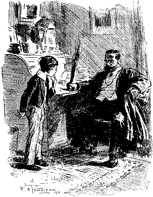 Schoolboy about to suffer punishment.