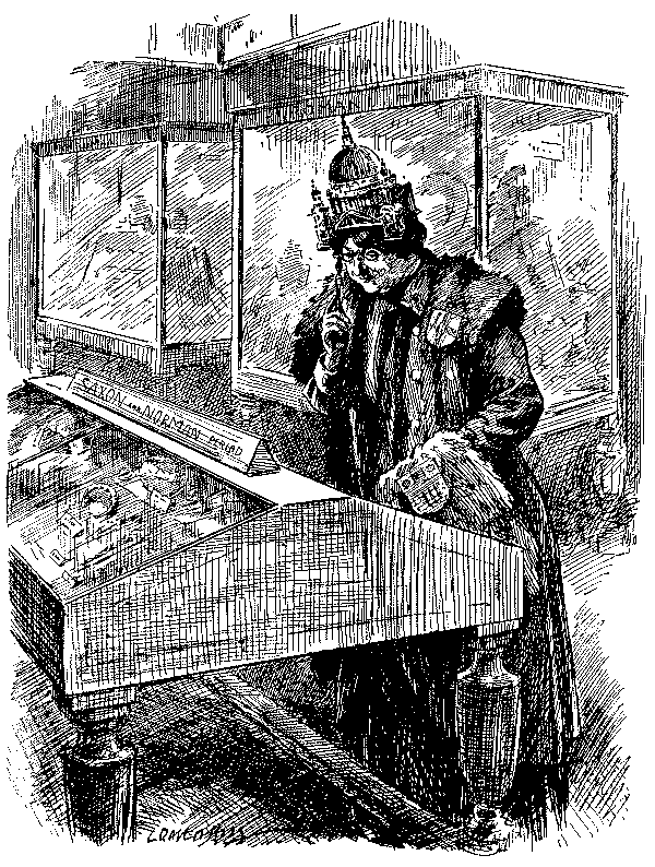 Cartoon, representing London studying it's history.