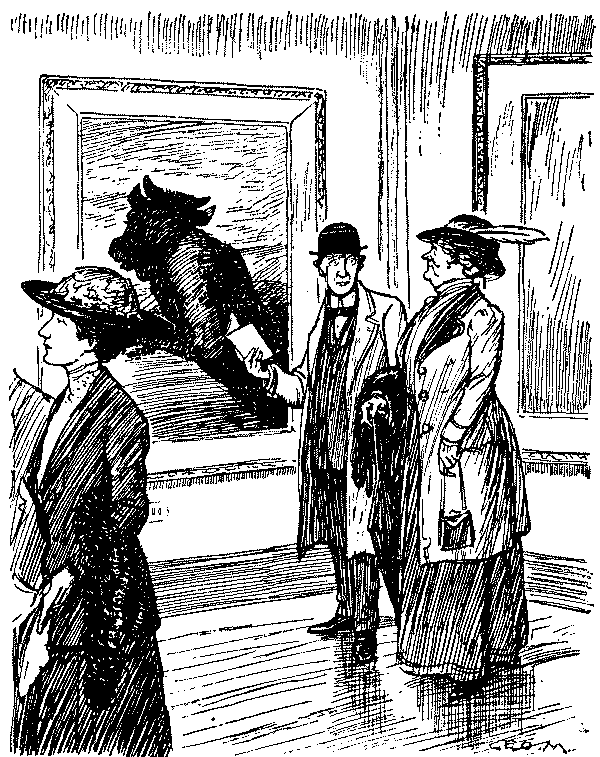 People looking at work of art.