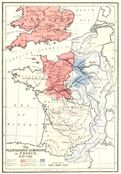 The PLANTAGENET DOMINIONS in FRANCE, A.D. 1185.