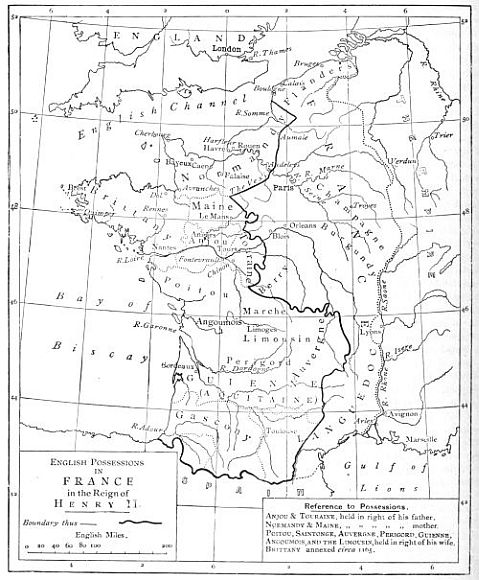 MAP OF THE ENGLISH POSSESSIONS IN FRANCE (1189)