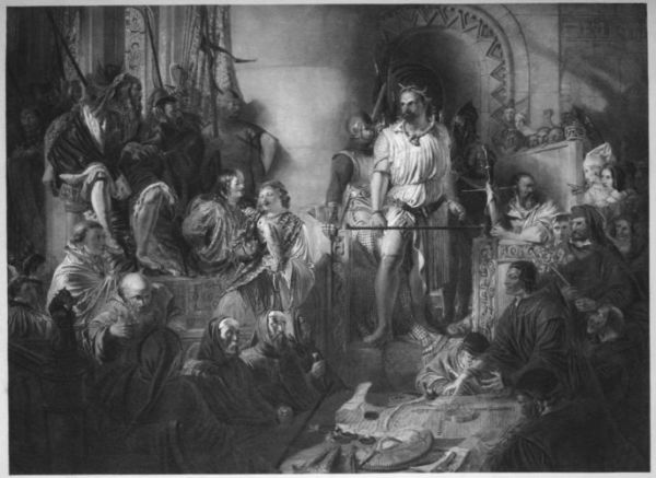 THE TRIAL OF SIR WILLIAM WALLACE From the picture by Daniel Maclise, R.A. in the Guildhall Gallery