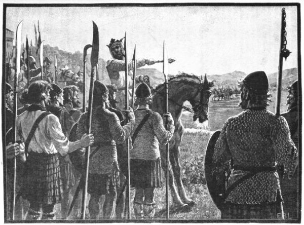 BANNOCKBURN: BRUCE REVIEWING HIS TROOPS BEFORE THE BATTLE See p. 374
