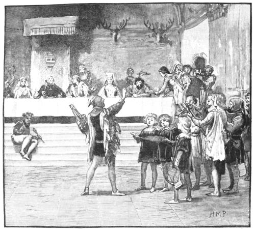 MINSTRELS AT A BANQUET IN THE FOURTEENTH CENTURY