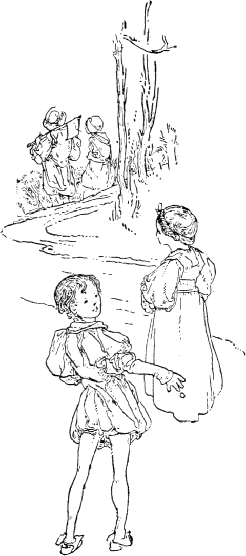 Lingering behind to drop one pebble after another along the road