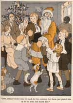 Little Johnny Cricket tried to reach for his crutches, but Santa just picked him up in his arms and kissed him.