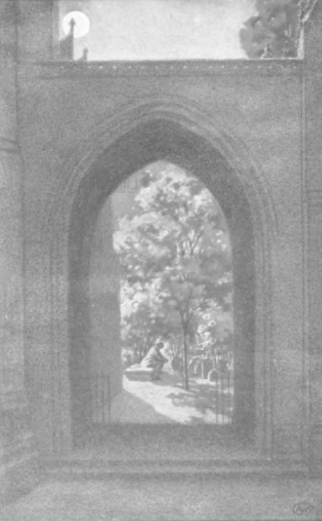 North porch of Trinity Church, and the first meeting of the sociable ghost and the newspaper man.