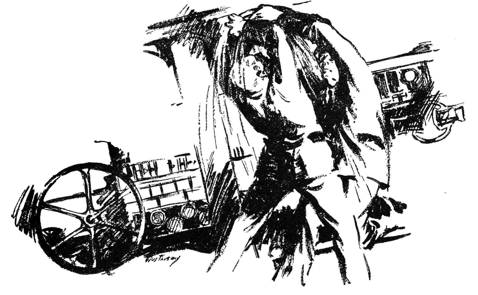 The Captain and the Chief trying to close a door against a rush of water.