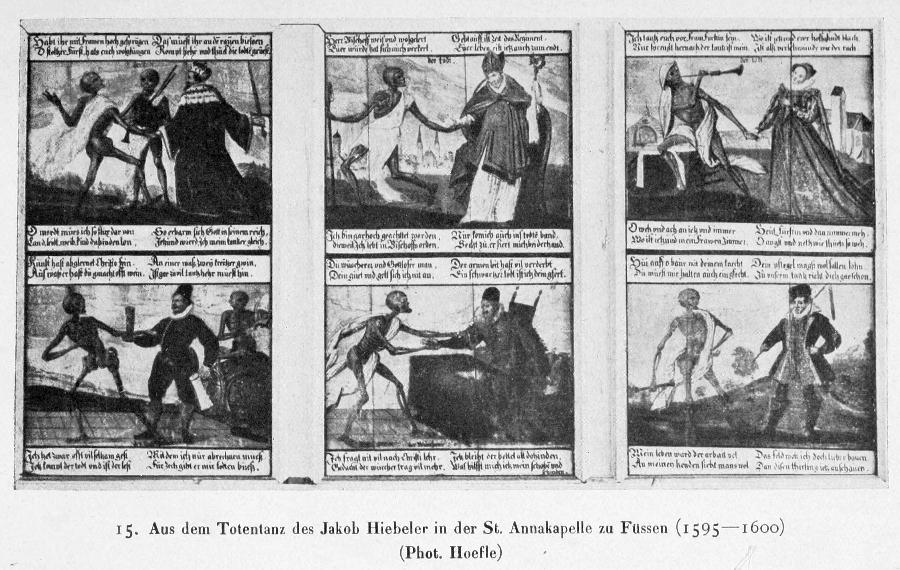 Aus dem Totentanz des Jakob Hiebeler in der St. Annakapelle zu Füssen
